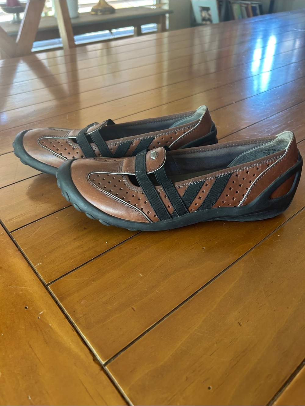 Privo Brown and Black Perforated Slip-On Comfort Shoes